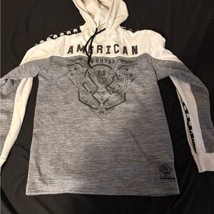 American Fighter Black and Gray Graphic Hoodie